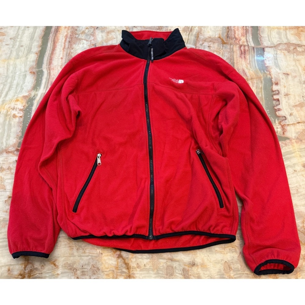 The North Face Mens Fleece Jacket Size L Red Full Zip Made in USA Vintage
